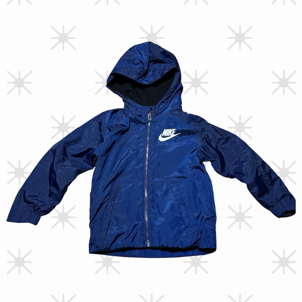 Nike Blue Hooded Windbreaker Jacket Size 4TLightweight Zip Up Winter Activewear